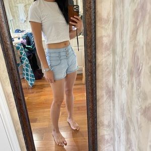 High waisted jean shorts. So cute!